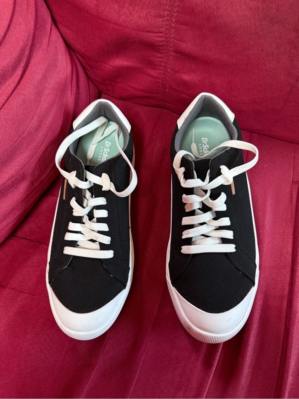 Dr. Scholl's Black and White Platform Lace-Up Sneakers - Picture 2 of 7